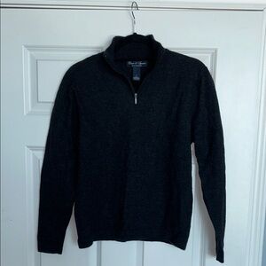 Men's Charcoal Merino Wool Quarter Zip Sweater